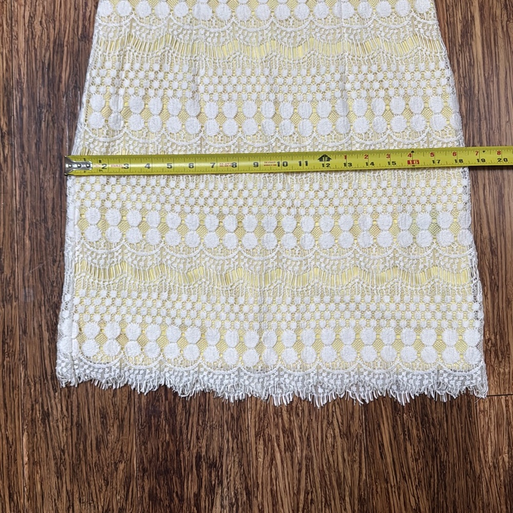 Jessica Howard yellow white lace overlay sleeveless pencil dress size 6P - Picture 14 of 16